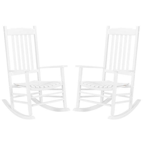 White Wooden Rocking Chair With Wavy Shape