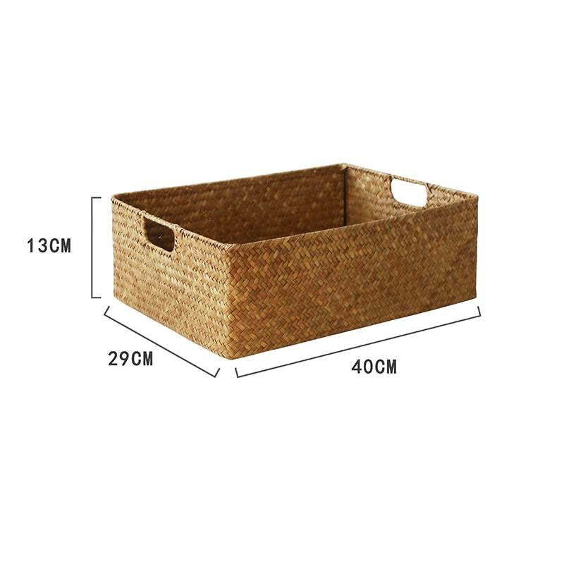 Straw Woven Rectangular Storage Baskets, Finishing Baskets, Woven Bamboo Baskets, Storage Baskets