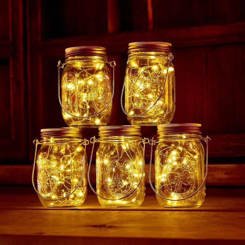 Solar Mason Bottle Hanging Light LED Creative Glass Jar Crack Light Wishing Light