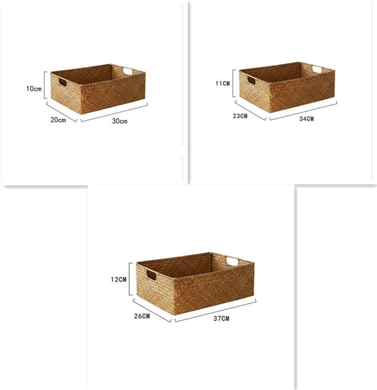 Straw Woven Rectangular Storage Baskets, Finishing Baskets, Woven Bamboo Baskets, Storage Baskets