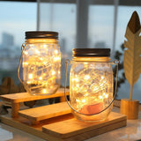 Solar Mason Bottle Hanging Light LED Creative Glass Jar Crack Light Wishing Light