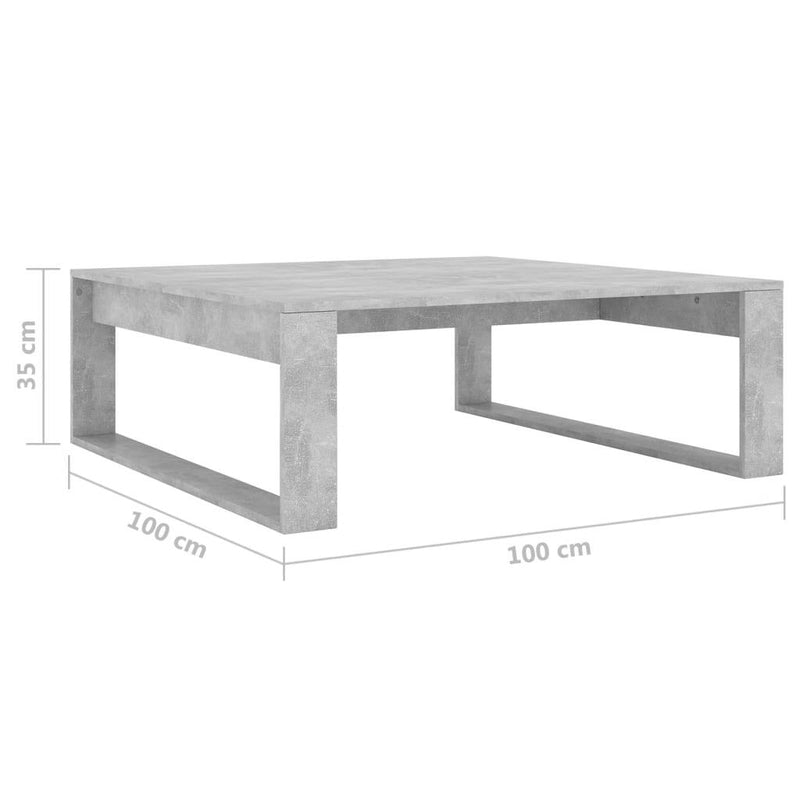 vidaXL Coffee Table Concrete Grey 100x100x35 cm Engineered Wood