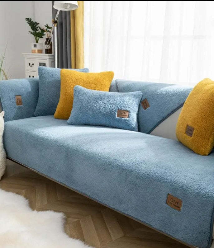 Lambswool Sofa Non-slip Plush Thickened Cushion Cover Towel