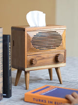 New Chinese Style Solid Wood Radio Tissue Box Ornament