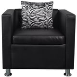 vidaXL Sofa Set Artificial Leather 3-Seater 2-Seater Armchair Black