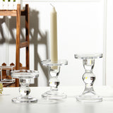 Glass Candle Holder Transparent Glass Set Candle Holder High Foot Crafts Wax Holder