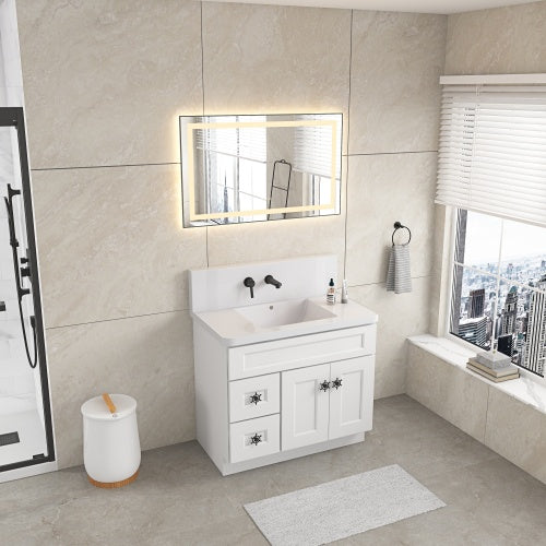 40x24 Inches Bathroom Vanity Mirror, Wall Mounted Frame Dimmable Vanity Mirror, Backlit Shatterproof, Anti-fog